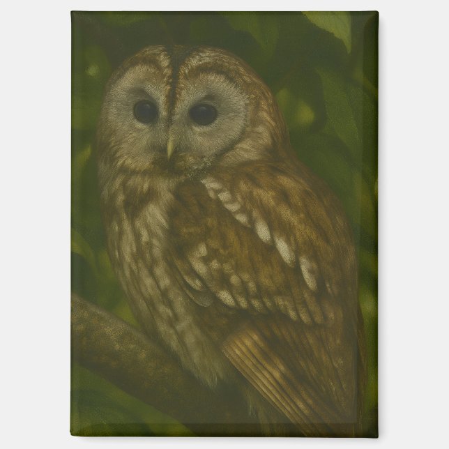 Aimant Forest Sentinel - Tawny Owl Wildlife Art (Recto)