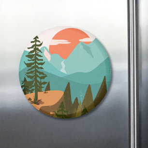 Aimant Forêt Abstraite Moderne, Montagnes et Lever de Sol