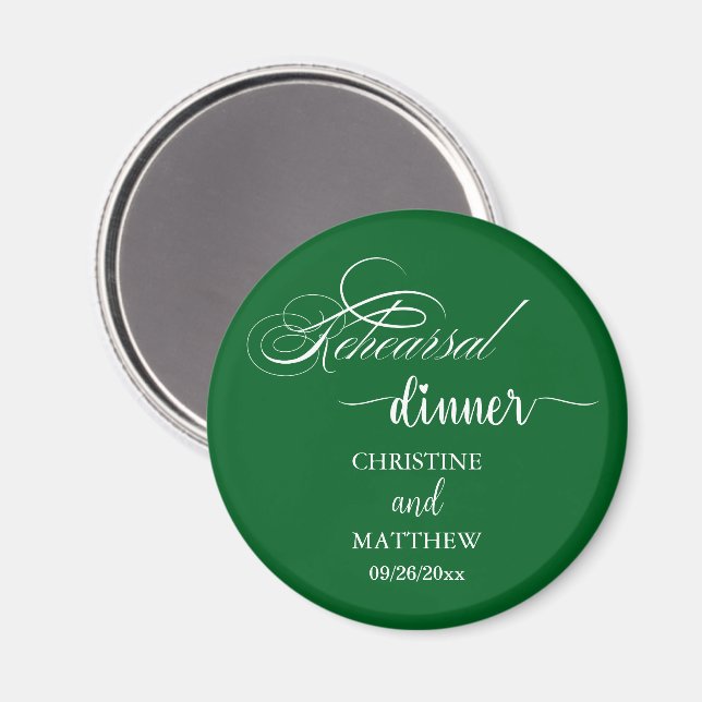 Aimant Forêt de calligraphie élégante vert pour dîner de  (Recto/Verso)