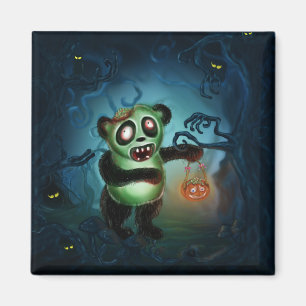 Aimant Forêt de Halloween de panda de zombi
