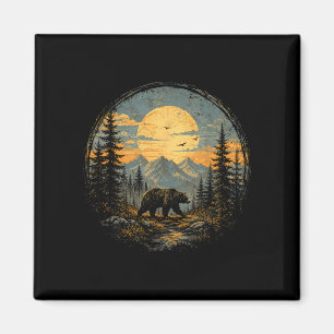 Aimant Forêt de montagne de lune d'ours nature sauvage