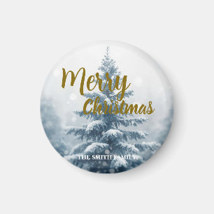 Aimant Forêt de pins élégante de Noël Xmas hivernale