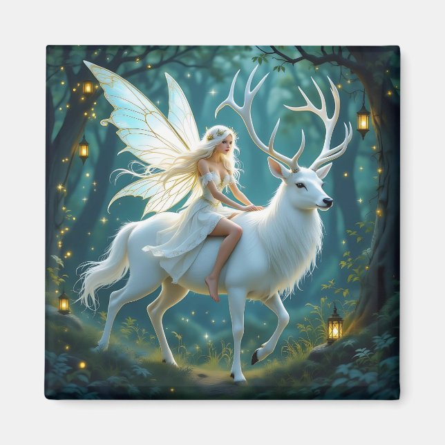 Aimant Forêt Magique de la Fée et du Cerf Blanc (Devant)
