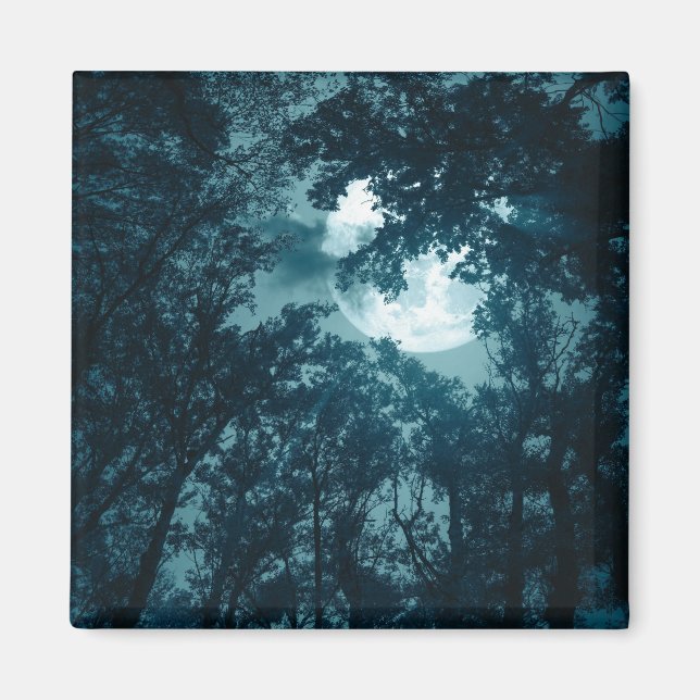 Aimant Forêt nocturne enchanteresse avec Pleine lune (Devant)