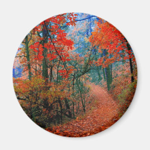 Aimant Forêt peinte Cadeaux aquarelle Flamme d'automne
