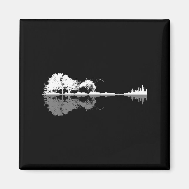 Aimant Forêt Rétro Drôle de Nature Musique de Guitare Cli (Devant)