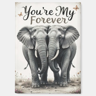 Aimant Forever Love Elephants Faune Art