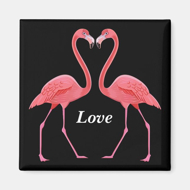 Aimant Forme cardiaque des Flamants roses (Devant)