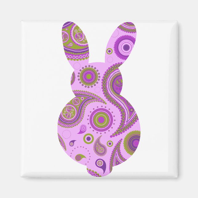 Aimant Forme de lapin Motif rose (Devant)
