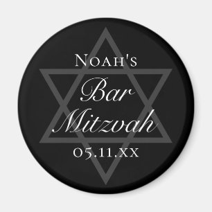 Aimant Formel Black Bar Mitzvah Star de David Custom