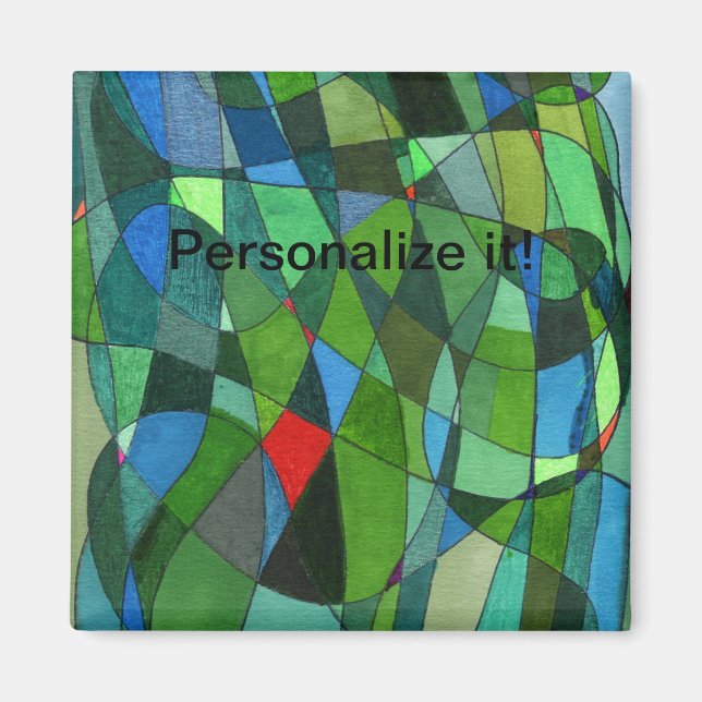 Aimant Formes courbes douces en vert cool et accents roug (Devant)