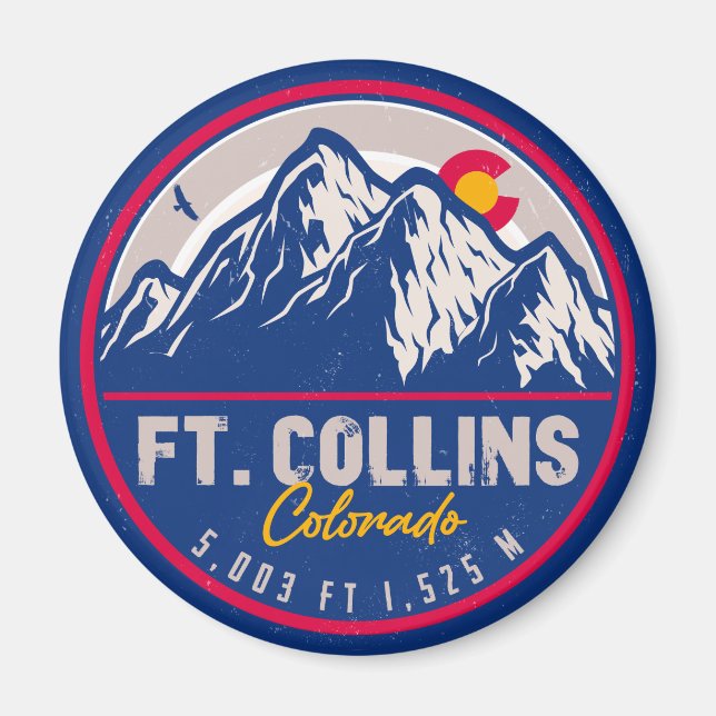 Aimant Fort Collins Colorado Drapeau Camping Randonnée So (Devant)