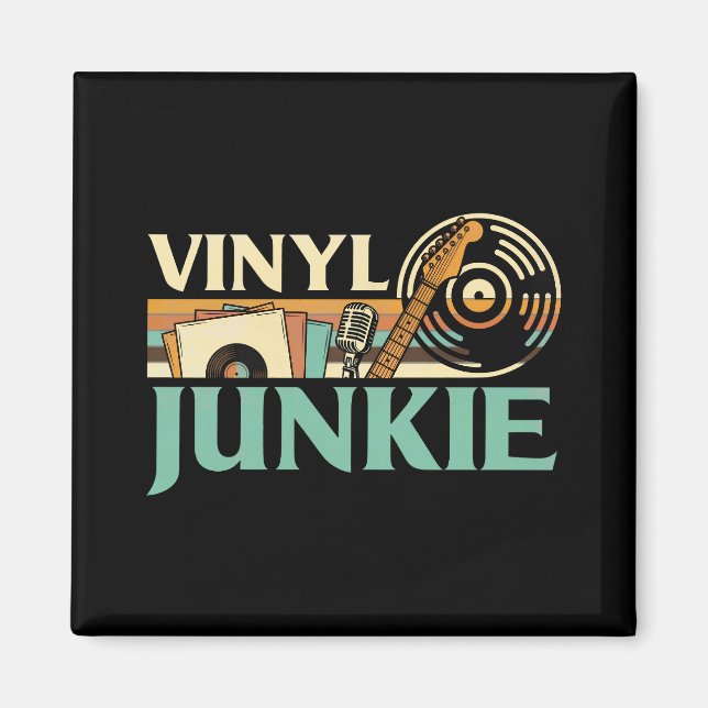 Aimant Fou de vinyle LP Disques Platine DJ Musique à coll (Devant)