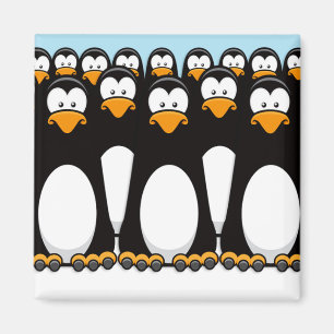 Aimant Foule des pingouins drôles de bande dessinée sur