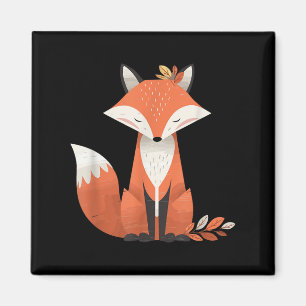 Aimant Fox Automne laisse de mignons animaux boisés autom