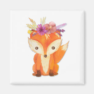 Aimant Fox avec la couronne de fleur