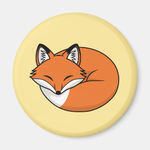 Aimant Fox de bande dessinée de sommeil sur le jaune