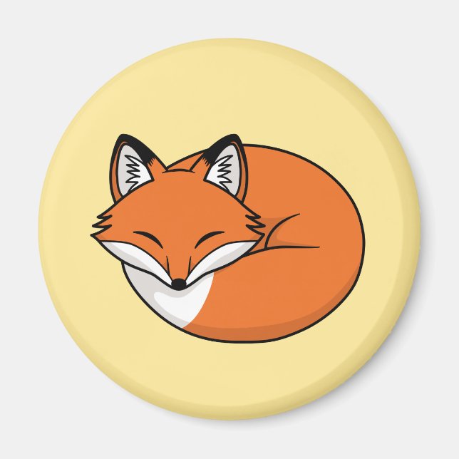 Aimant Fox de bande dessinée de sommeil sur le jaune (Devant)