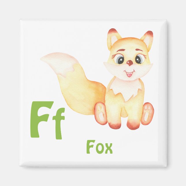 Aimant Fox personnaliser ABC : Lettre F - Ajouter votre n (Devant)