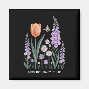 Aimant Foxglove Daisy Tulip Floral Nature Art