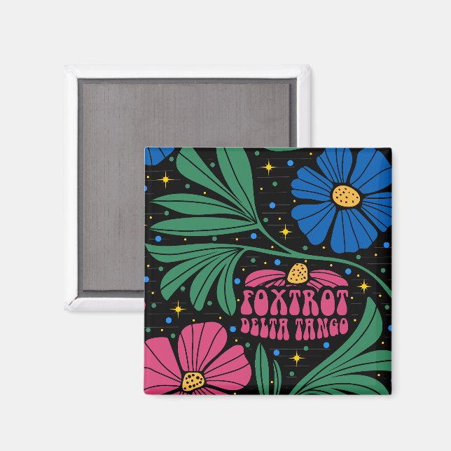 Aimant Foxtrot Delta Tango Flower Boho (Recto/Verso)