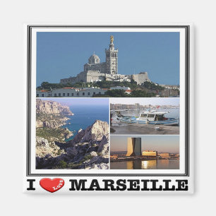 Aimant FR - France - Marseille - I Love - Collage