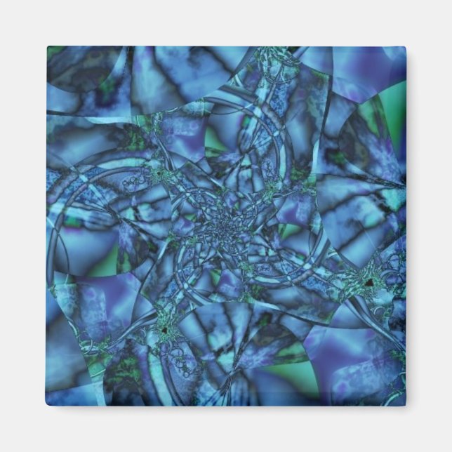 Aimant Fractable avec forme géométrique bleue et verte (Devant)
