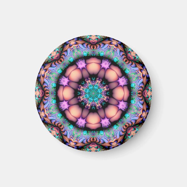 Aimant Fractal Mandala Floral Psychedelic (Devant)
