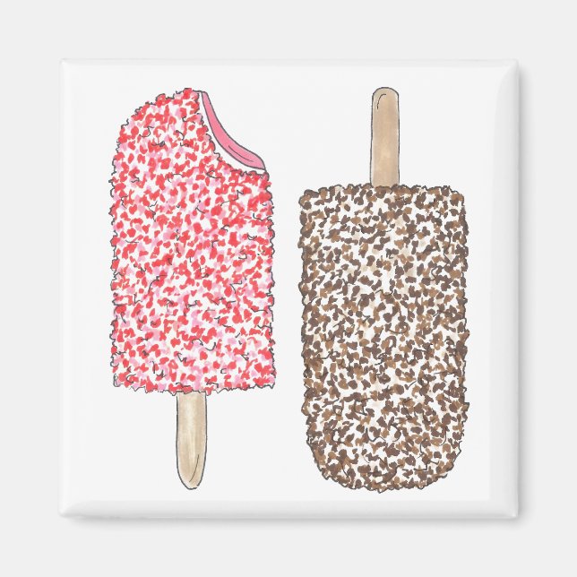 Aimant Fraise Chocolat Crème glacée Popsicles Cuisine (Devant)
