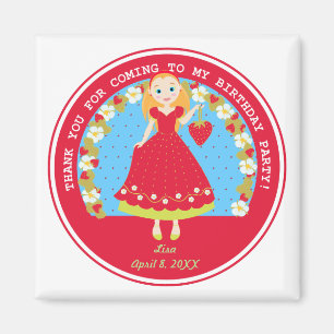 Aimant Fraise Fête d'anniversaire fille