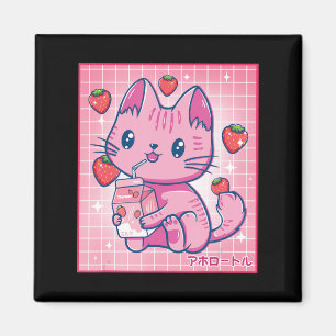 Aimant Fraise Shake fraise Lait Chat Kawaii Neko G