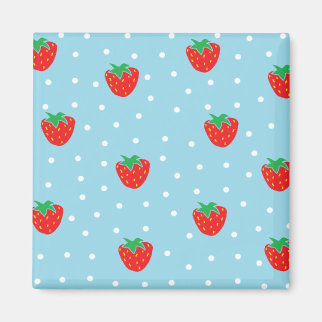 Aimant Fraises et bleu Pois (Devant)