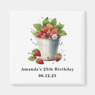 Aimant Fraises fraîches dans un seau Anniversaire