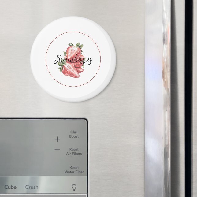 Aimant Fraises Fruit Blanc Rouge   (In situ (réfrigérateur))