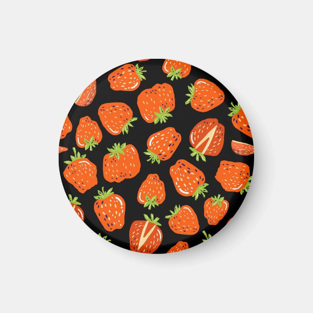 Aimant Fraises Noir : Texture Vintage sans fil (Devant)