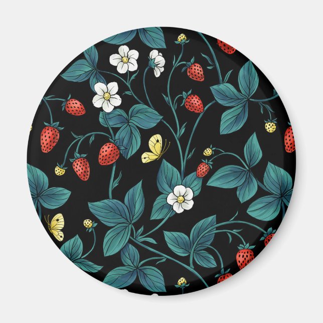 Aimant Fraises sauvages rouge/jaune/bleu/noir (Devant)
