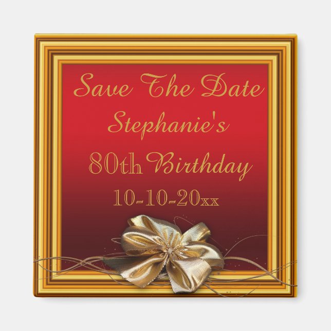 Aimant Frame Or Glamour & Faux Bow 80e anniversaire (Devant)