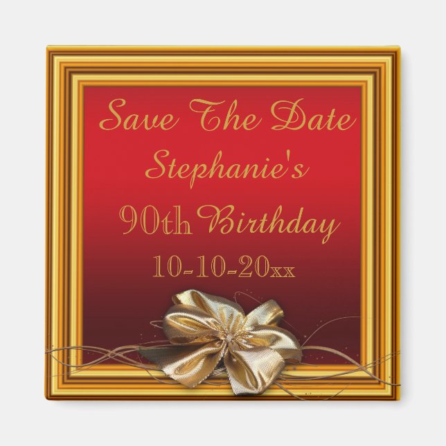 Aimant Frame or glamour & Faux Bow 90e anniversaire (Devant)