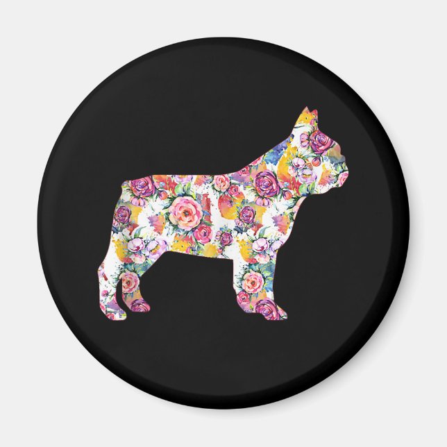 Aimant Français Bulldog Flower Motif Frenchie Bulldogs (Devant)
