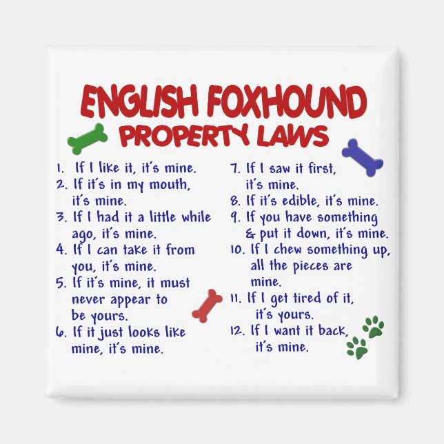 Aimant FRANÇAIS FOXHOUND, propriété Lois 2 (Devant)
