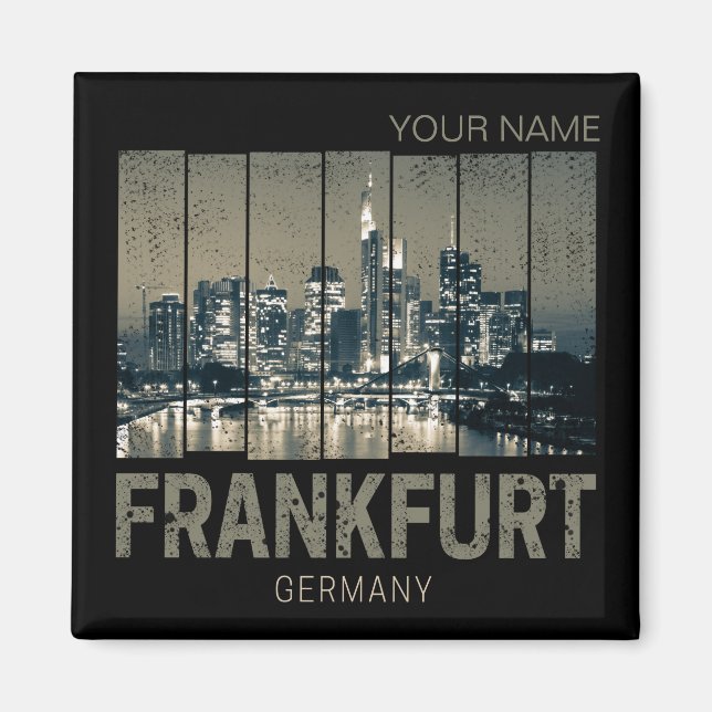Aimant Francfort Allemagne Skyline Retro Souvenir Vintage (Devant)