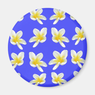 Aimant Frangipanis Jaune Sur Bleu,