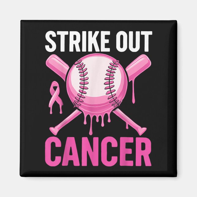 Aimant Frapper le cancer Baseball de sensibilisation au c (Devant)