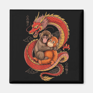 Aimant Frappez le singe esthétique japonais dragon tokyo