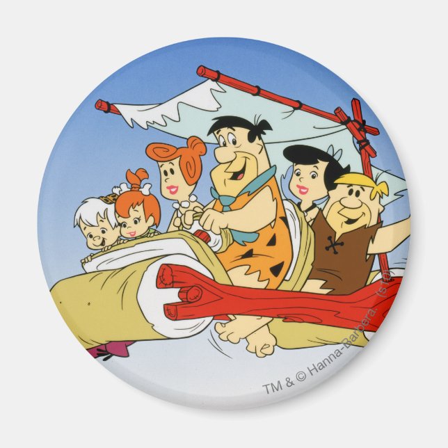 Aimant Fred Flintstone Wilma Barney et Betty PEBBLES™ (Devant)