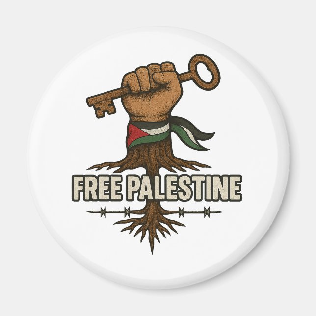Aimant Free Palestine Button – Power & Solidarity (Devant)