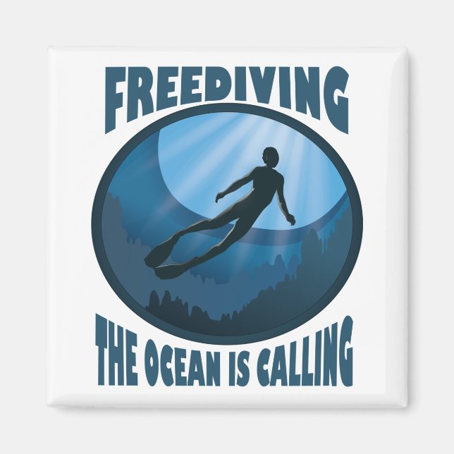 Aimant Freediving - L'Océan Appelle Le Plongeur Sous-Mari (Devant)