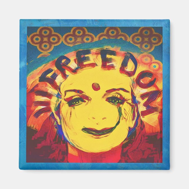 Aimant Freedom Face souriante jaune (Devant)