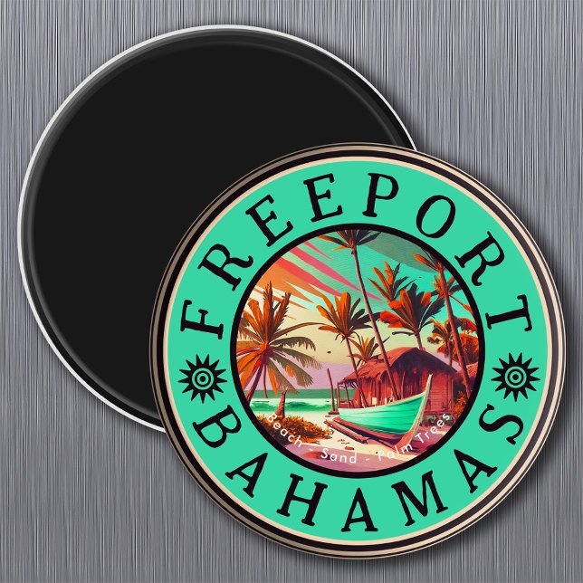 Aimant Freeport Bahamas Retro Sunset Travel Souvenir 1950 (Créateur téléchargé)