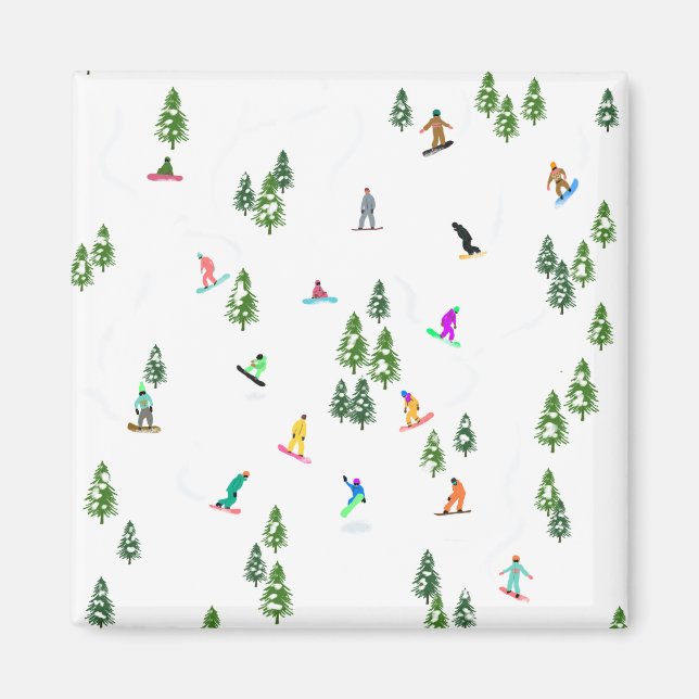 Aimant Freeride Snowboarder Illustration de snowboard (Devant)